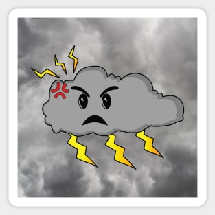 Fantasy Angry Cloud With Lightning Sticker